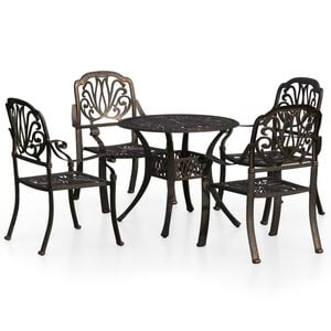 vidaXL Set mobilier de bistro, 5 piese, bronz, aluminiu turnat