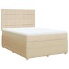 vidaXL Pat box spring cu saltea, crem, 160x200 cm, material textil