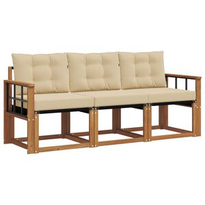 vidaXL Set de canapele de exterior cu pernă 3 pcs Natural și Bej