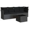 vidaXL Set mobilier de grădină cu perne, 5 piese, negru, poliratan