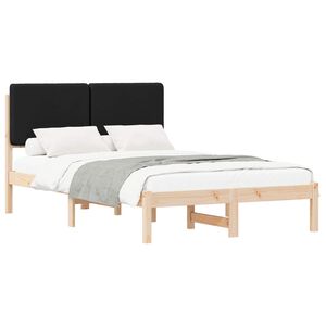 vidaXL Cadru de pat cu tăblie tapițată cu headboard Negru 135 x 190 cm