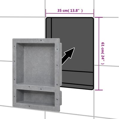 vidaXL Nișă de duș, 2 compartimente, gri mat, 41x51x10 cm