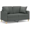 vidaXL Canapea cu 2 locuri cu pernuțe, gri &icirc;nchis, 120 cm, textil