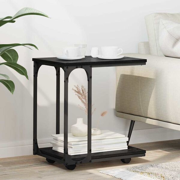 vidaXL Masă laterală Stejar Negru 50 x 35 x 55.5 cm Lemn compozit