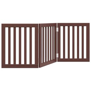 vidaXL Poartă pentru c&acirc;ini pliabilă 3 panouri maro, 150 cm, lemn plop