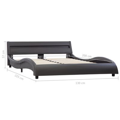 vidaXL Cadru de pat cu LED, gri, 120 x 200 cm, piele ecologică