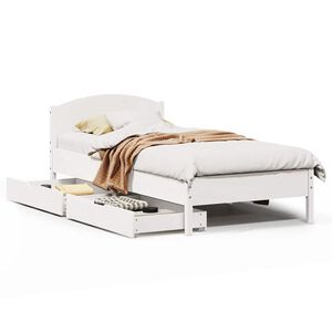 vidaXL Cadru de pat fără saltea, alb, 75x190 cm, lemn masiv de pin