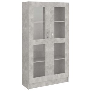 vidaXL Dulap cu vitrină, gri beton, 82,5x30,5x150 cm, lemn prelucrat