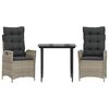 vidaXL Set mobilier de grădină cu perne, 3 piese,gri deschis,poliratan