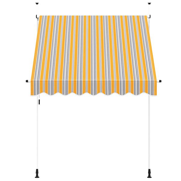 vidaXL Copertină retractabilă manual, dungi galben și albastru, 200 cm