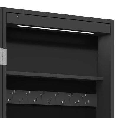 vidaXL Dulap autonom de bijuterii, cu oglindă și lumini LED, negru