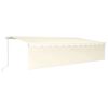 vidaXL Copertină retractabilă manual cu stor&LED, crem, 6x3 m