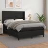 vidaXL Pat box spring cu saltea, negru, 140x190 cm, piele ecologică