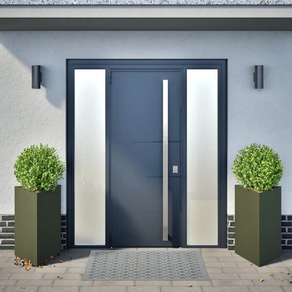 vidaXL Jardiniere grădină, 2 buc., verde, 50x43x75 cm, oțel, triunghi