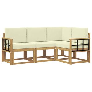 vidaXL Set de canapele de exterior cu pernă 4 pcs Alb și crem
