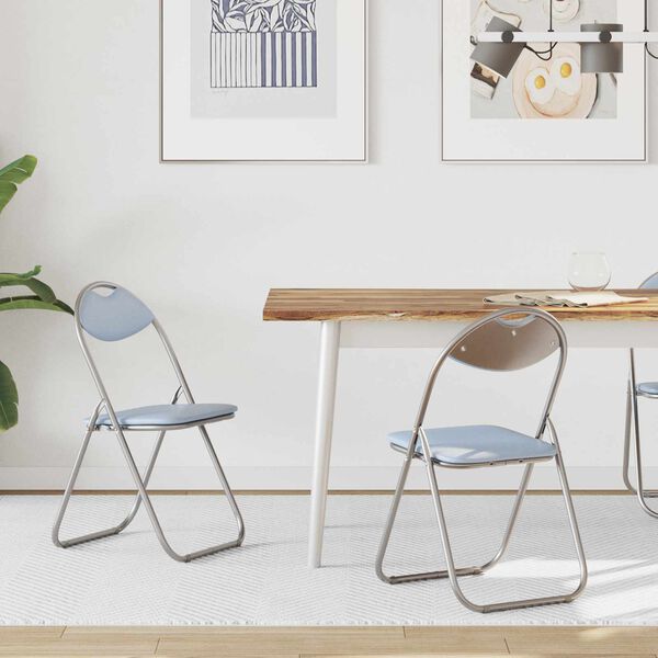 vidaXL Scaun pliant 2 pcs Gri 48 x 43,5 x 81 cm Piele artificială