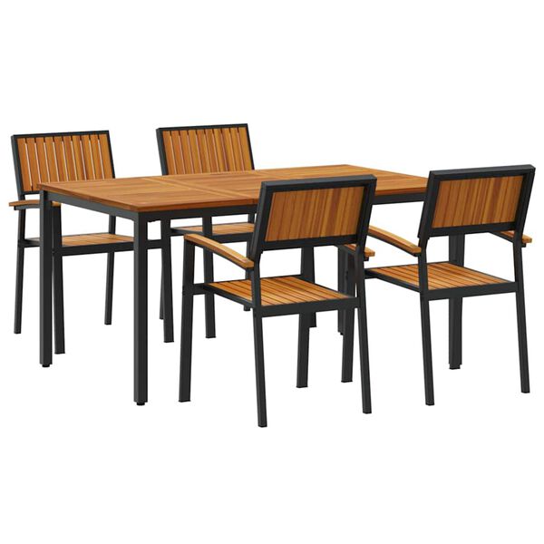 vidaXL Set de masă pentru grădină 5 pcs negru și maro 150 x 90 x 75 cm
