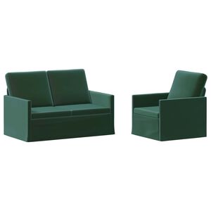 vidaXL Set de canapea 2 pcs Verde &icirc;nchis Catifea
