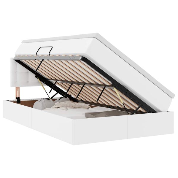 vidaXL Pat cu saltea și LED Alb 120 x 190 cm Piele artificială