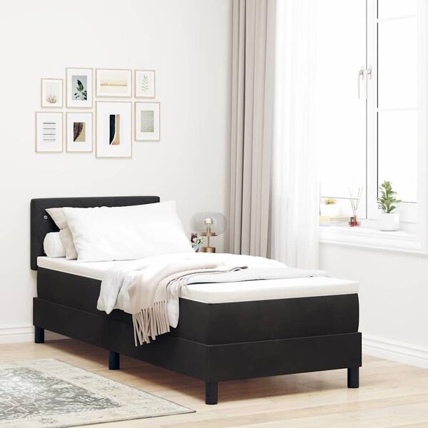 vidaXL Pat cu arcuri cu saltea cu headboard Negru 80 x 200 cm Catifea