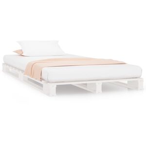 vidaXL Pat din paleți Single Small alb 75x190 cm lemn masiv pin
