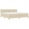 vidaXL Pat cu arcuri cu saltea cu headboard Crem 200 x 200 cm țesătură