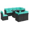 vidaXL Set mobilier grădină perne 9 piese negru poliratan/lemn acacia