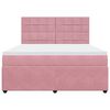 vidaXL Pat box spring cu saltea, roz, 180x200 cm, catifea