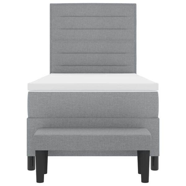 vidaXL Pat cu arcuri cu saltea Gri deschis 90 x 190 cm țesătură