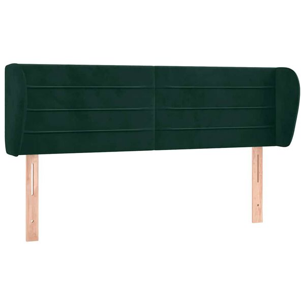 vidaXL Tăblie de pat cu aripioare verde &icirc;nchis 147x23x78/88 cm catifea