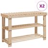 vidaXL Pantofar 2-&icirc;n-1 cu bancă, 2 buc., lemn masiv