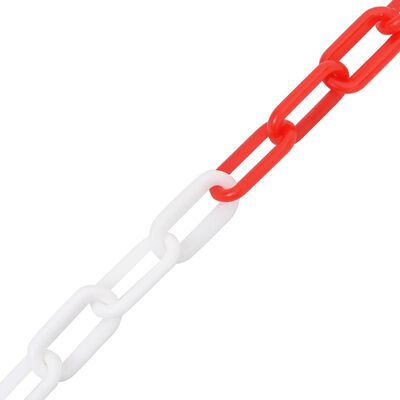 vidaXL Lanțuri de avertizare, roșu și alb, 30 m, Ø4 mm, plastic