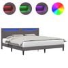 vidaXL Cadru de pat cu benzi LED Gri 200 x200 cm Piele artificială