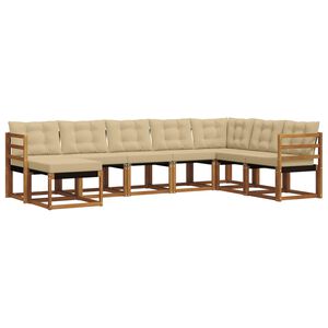 vidaXL Set de canapele de exterior cu pernă 8 pcs Natural și Bej