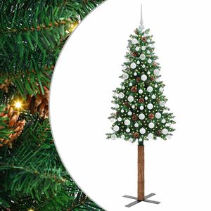 vidaXL Brad de Crăciun subțire Verde 180 cm PVC și lemn de PIN masiv