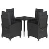 vidaXL Set mobilier de grădină cu perne, 5 piese, negru, poliratan