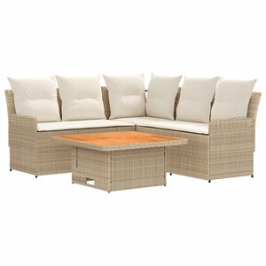 vidaXL Seturi de mobilier cu pernă 4 pcs Bej și crem Ratan PE