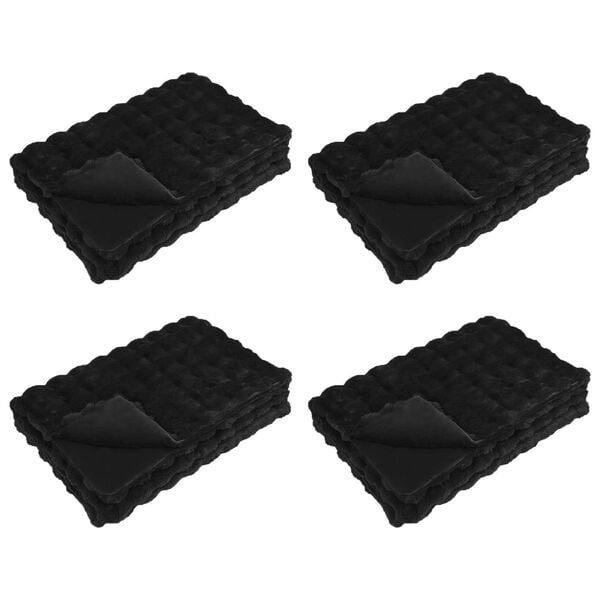 vidaXL Pătură din Blană sintetică de Iepure 4 pcs Negru 130 x 150 cm