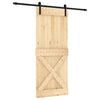 vidaXL Ușă glisantă Natural și Negru 85 x 210 cm Lemn de Pin Solid