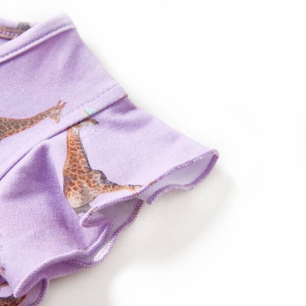 Rochie de copii, mâneci cu volane șnur talie, lila 116