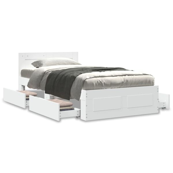 vidaXL Cadru de pat cu tăblie fără saltea, alb, 90x190 cm