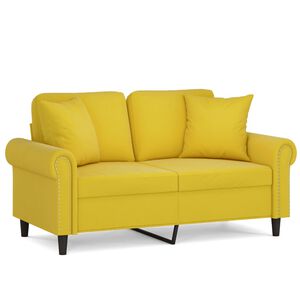 vidaXL Canapea cu 2 locuri cu pernuțe, galben, 120 cm, catifea
