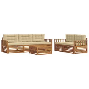 vidaXL Set de canapele de exterior cu pernă 6 pcs Natural și Bej