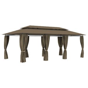 vidaXL Pavilion cu perdele, gri taupe, 600 x 298 x 270 cm, 180 g/m&sup2;
