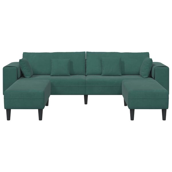 vidaXL Canapea din catifea cu pernă 3 pcs Verde închis 208 cm Catifea