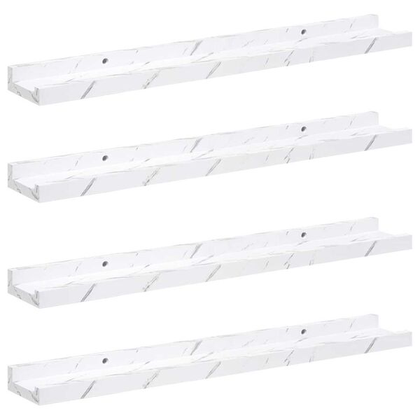 vidaXL Raft de perete 4 pcs Marmură albă 60 x 9 x 3 cm Lemn compozit