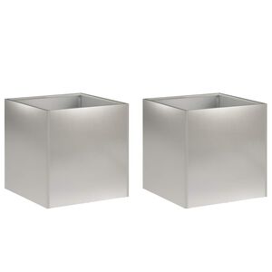 vidaXL Vază pentru Grădină 2 buc. Argintiu 35 x 35 x 35 cm
