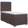 vidaXL Pat boxspring cu saltea Maro &icirc;nchis 90 x 200 cm Țesătură