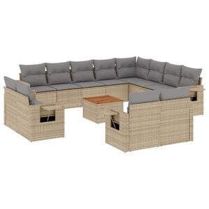vidaXL Set canapele de grădină, 13 piese, cu perne, bej, poliratan