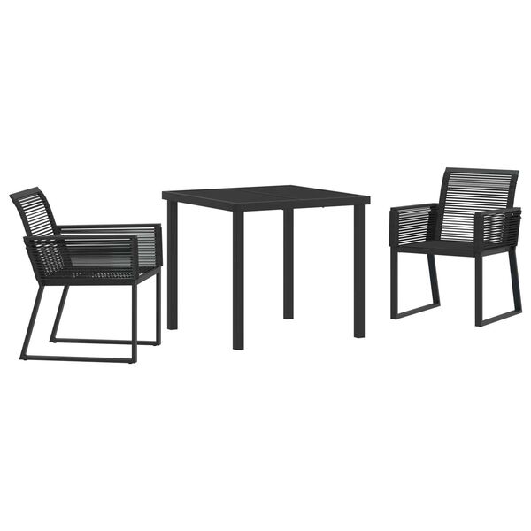 vidaXL Set de masă pentru grădină 3 pcs Negru